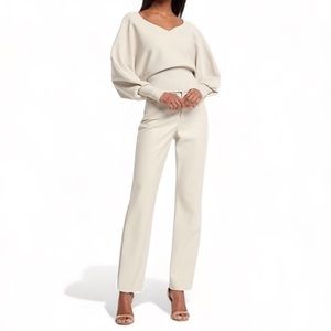 Express Cream Modern Straight Super High Waist Faux Leather Pant Size OS NWT